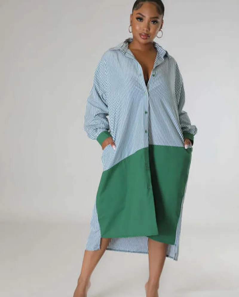 2022 Autumn Women Stripe Patchwork Long Sleeve Lapel Dress Fashion Casual Loose Vestidos