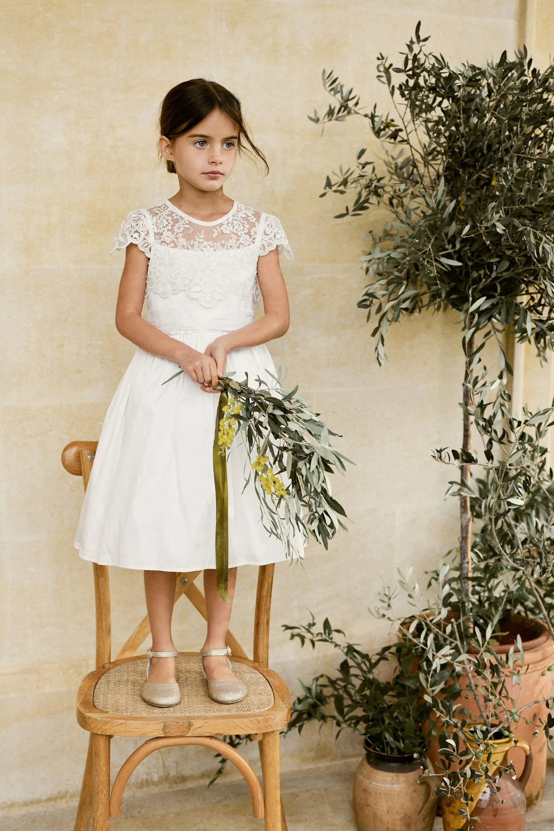 Lace Bodice Flower Girl Bow Dress (3-16yrs)    