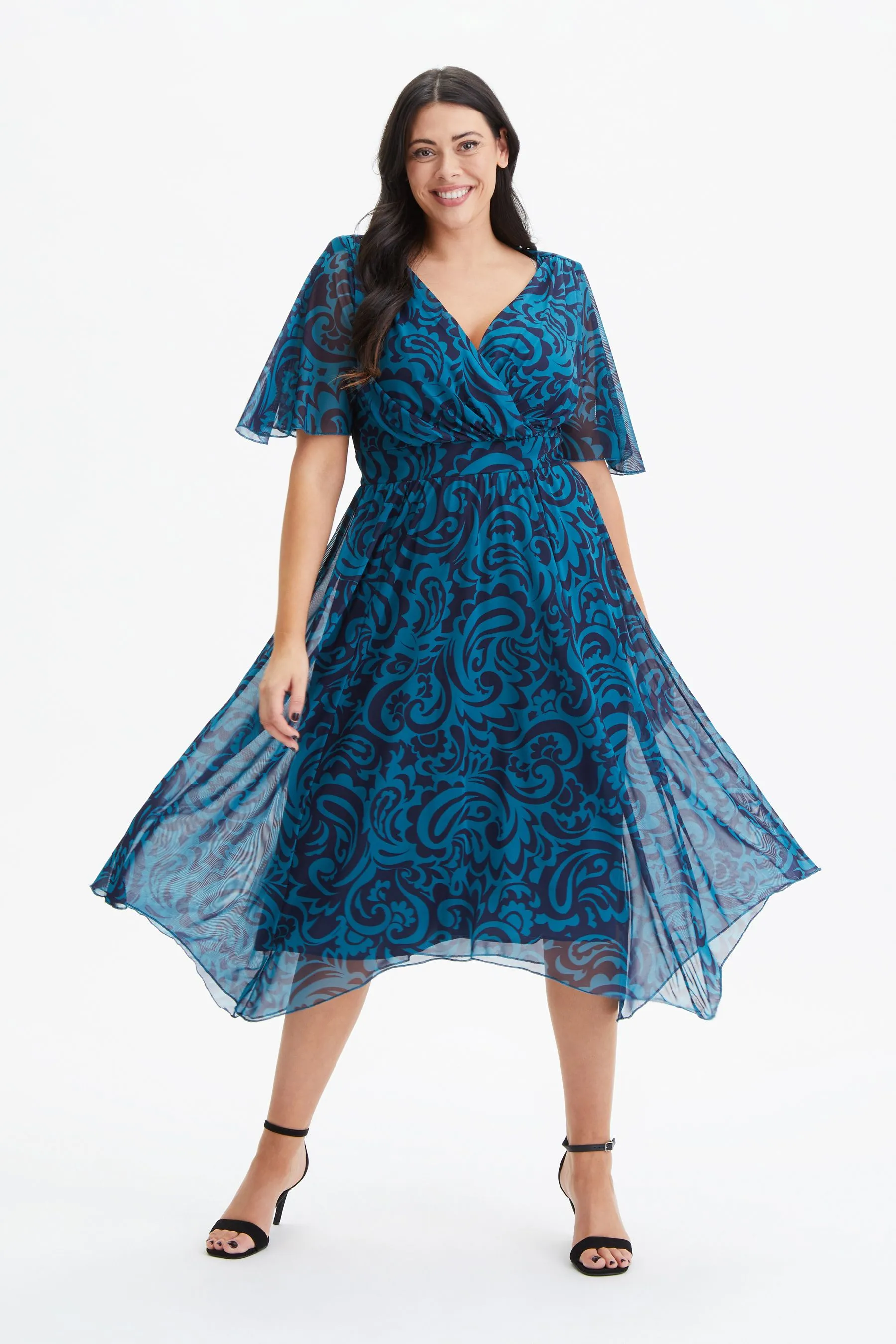 Scarlett & Jo Julie Wine Cream Hanky Hem Dress    